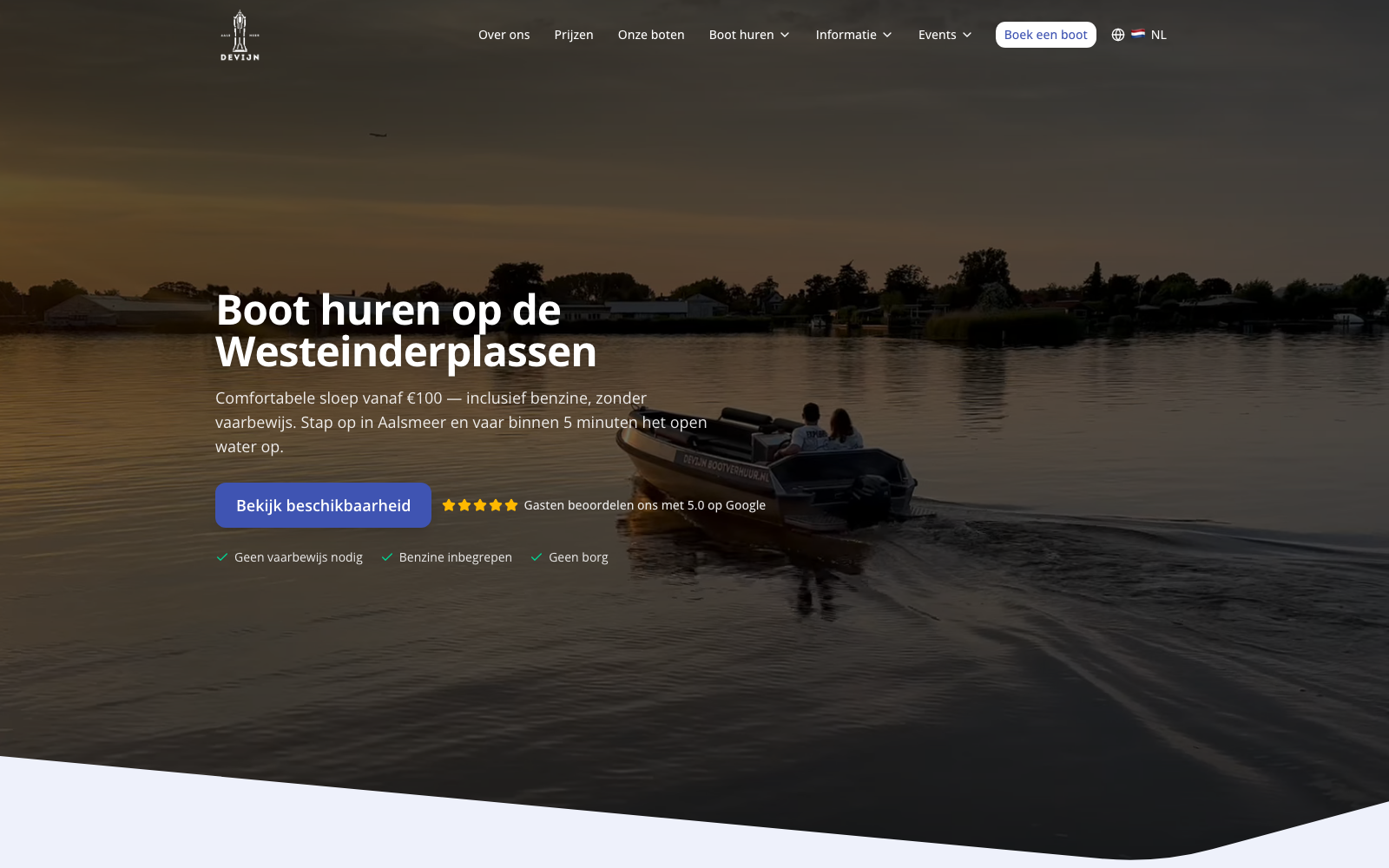 Screenshot van Devijn Bootverhuur